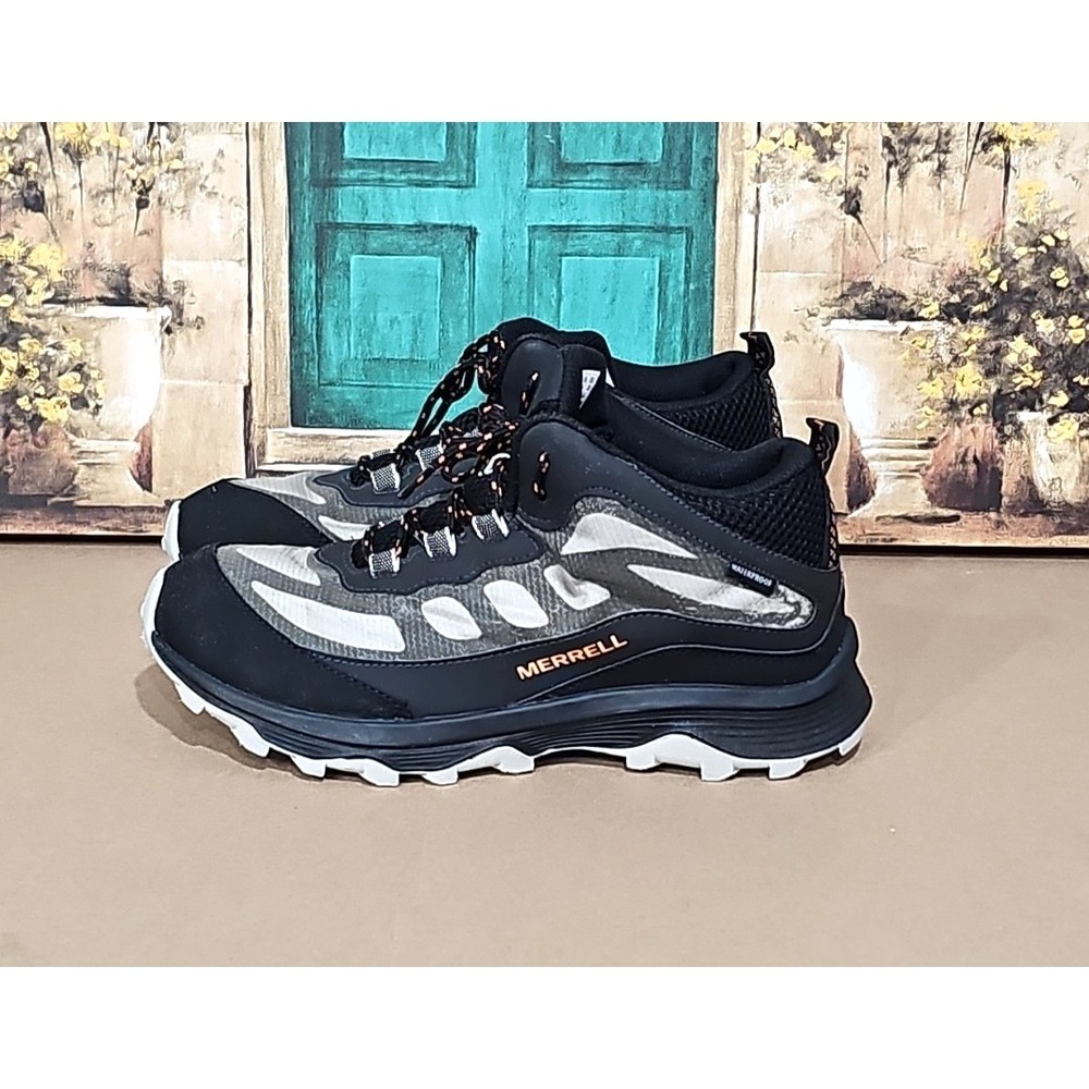 Merrell‎ Moab Speed Mid Black Sneaker Boots Waterproof Black MK265424 Juniors 7M